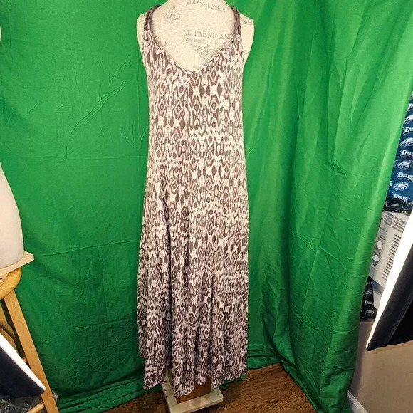 Garnet Hill Womens Gray Gauze Lagenlook Maxi Dress Medium - Picture 1 of 5